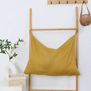 Hanging Linen Laundry Bag, 100% Pure Flax Linen Over The Door Hamper with Bottom Zipper for Laundry Room, Household Dirty Cloth Storage Organizer Bag, Turmeric by CozyNest Decor