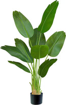 Lifelike Bird of Paradise Silk Artificial Plant Faux Banana Leaf Tree for Home Decor - Perfect Indoor Floor Plant with 9 Trunks (1, Black Planter, 5 FT) by CozyNest Decor