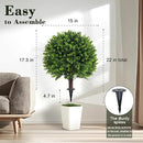 Artificial Boxwood Topiary Outdoor Plants with Spike, 2 Pack Faux Bushes UV Resistant Fake Shrubs for Front Porch Décor by CozyNest Decor