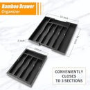 Bellsal Black Silverware Organizer Kitchen Drawer Organizer Expandable Bamboo Utensil Holder Cutlery Tray for Kitchen Utensil and Flatware Bedroom Office by CozyNest Decor