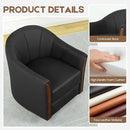 360° Swivel Accent Chair, Modern Leather Barrel Club Chair with PU Leather Upholstery and Sturdy Wood Base, Comfortable Armchair for Living Room, Bedroom, Reading Nook, Black by CozyNest Decor