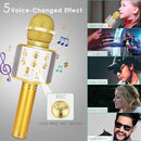 KIDWILL Wireless Bluetooth Karaoke Microphone for Kids, 5-in-1 Portable Handheld Karaoke Mic Speaker Player Recorder with Adjustable Remix FM Radio for Kids Girls Boys Teens Birthday (Gold) by TinyTreasures Baby Boutique