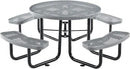 Global Industrial 46" Round Picnic Table, Expanded Metal, Gray Thermoplastic Coating, Attached Benches, 1-1/2” Umbrella Pole Hole, Outdoor-Rated, 1000 lb Capacity by GreenHaven Gardens