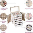 BOOVO Jewelry Box For women, 6 Layer Large Jewelry Organizer With Mirror, Multi-Function Storage Box With Lock, Accessory Holder With 5 Drawers, For Earrings Necklace Ring Bracelet (White) by TinyTreasures Baby Boutique