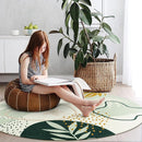 Lahome Boho Round Rugs - 4Ft Washable Non-Slip Small Round Area Rug Throw Soft Cute Round Nursery Rug Non-Shed Lightweight Bathroom Rug, Green Botanical Print Circle Rug for Bedroom Dorm Kids Room by TinyTreasures Baby Boutique