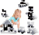 PicassoTiles 101pc Magnetic Puzzle Cube Set Black and White 1 Inch Construction Blocks STEM Educational Toy for Kids Age 3 Plus Sensory Learning Kit with Idea Book for Building and Creativity PMC101 by TinyTreasures Baby Boutique