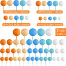 75 Pieces Cake Balls Topper Decorations Foam Cupcake Topper Mini Balloon Cake Topper Balls Cake Picks for Cake Deco Birthday Party Wedding（Orange,Yellow,Blue,White） by TinyTreasures Baby Boutique