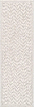 CAMILSON Indoor and Outdoor Runner Rug Off-White Herringbone Seagrass Boho Design Easy-Cleaning Non Shedding Fiber Living Room Bedroom Garden Patio and Kitchen Washable Outside Carpet Alfombras (2x7) by CozyNest Decor