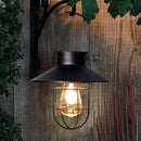 pearlstar Solar Lantern Outdoor Hanging Light Metal Solar Lamp with Warm White Edison Bulb Design for Garden Yard Patio Proch Decor(Black) by CozyNest Decor