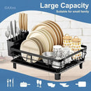 GAXmi Dish Drying Rack Over The Sink Drainer with Drainboard Utensil Holder, 1-Tier Black by CozyNest Decor