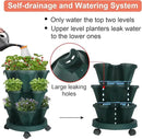 Vertical Planter 3 Tier Stackable Planters Garden Planters Strawberry Herb Flower and Vegetable Planter Indoor Outdoor Gardening Pots with Removable Wheels and Tools 2-Pack by GreenHaven Gardens