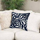 Alysheer Farmhouse Floral Leaves Embroidered Decorative Throw Pillow Cover 18x18 inches, Boho Tufted Flowers Embroidery Pattern Chic Cotton Cushion Case for Couch Bed Sofa Living Room(Navy Blue) by CozyNest Decor