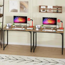 PayLessHere | 39 Inch Computer Desk | Brown | Office Desk with Metal Frame, Adjustable Feet | Water-Resistant, Scratchproof Surface | Sturdy Writing Table for Home Office or Study | Pack of 2 by CozyNest Decor