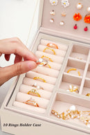 Girls Jewelry Box Earring Holder Organizer for Girls Jewelry Organizer Box Stud Earrings Organizer for Girls Womens Beige Jewelry Box for Earrings and Necklaces Rings Stud Earring Box for Teen by TinyTreasures Baby Boutique