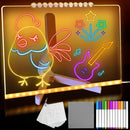 LED Acrylic Message Board, Light Up Acrylic Dry Erase Board 11.8x7.9”, LED Note Board with Colors for Kids, Glow Memo Message Writing Board with Light, Drawing Stencils Set & Unique Border by TinyTreasures Baby Boutique