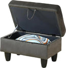 Ottoman Rectangular Storage Ottoman Bench, Flannel Footrest Stool Footstool with Lid for Living Room, Bedroom, Entryway, Brown, 28.5"x19"x17.5" by CozyNest Decor