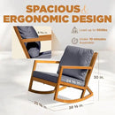 IDZO Premium Club Rocking Chair 500lbs Capacity with Inclined Backrest, Thick Foam Cushion, Solid Acacia Wood Rocker for Patio, Backyard, Balcony, Porch by CozyNest Decor