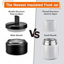 13.5oz Kids Jar for Hot Food, Insulated Vacuum Food Jar with Buckle Lid, Stainless Steel Wide Mouth Leak Proof Insulated Lunch Container for School Picnic Travel, Black by TinyTreasures Baby Boutique