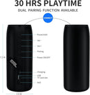 Bluetooth Speaker,MusiBaby M88 Speakers,Dual Pairing, Bluetooth 5.3,Loud Stereo Sound,Booming Bass,30H Playtime for Home& Outdoor Party,Beach,Portable Speaker,Gifts(Black) by TinyTreasures Baby Boutique