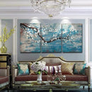 amatop Extra Large Wall Art for Living Room 100% Hand-Painted Framed Decorative Plum Floral Oil Painting Set Decorative Modern Blue Tree Artwork Ready to Hang by CozyNest Decor
