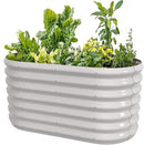 4x2x2ft Oval Galvanized Raised Garden Bed Kits Outdoor Large Metal Modular Planter Box 9-in-1 Raised Beds for Gardening,Vegetables,Fruits,Flowers & Herbs (White) by GreenHaven Gardens