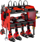 Power Tool Organizer wtih Charging Station，3 Layers Storage Rack with Screwdriver Rack 6 Drill Holders 8 Outlets Max Load 110lbs，for Workshop Garage Organizers and Storage Tool Battery Holder (red) by GreenHaven Gardens