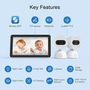 Simsky Split Screen Video Baby Monitor with 2 Cameras, Dual 4MP Cameras with 6X Zoom, 7" UHD Touch Screen Portable Audio Baby Monitor, App Remote Access, 5200mAh Battery, 32GB Local Storage by TinyTreasures Baby Boutique