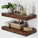Heimlove 12" Deep Floating Shelves for Wall, 24 Inch Wall Shelf Bathroom Shelves Set of 2, Wall Mounted Shelves for Books Living Room Laundry Room Bedroom Kitchen Home Office, Rustic Brown by CozyNest Decor