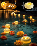24 x 2”Floating Candle, 200 Hour Water Activated Warm White Battery Powered Flameless LED Floating Candle Floating for centerpieces/Bathtub/Pool/Fountain by GreenHaven Gardens
