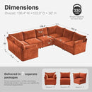 136.4" Oversized Modular Sectional Sofa, U Shaped Convertible Couch with Movable Ottoman, Large 7 Seat Corner Couches for Living Room Deep Seat Terracotta Orange Chenille by CozyNest Decor