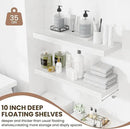 Fun Memories Floating Shelves for Wall, 32 Inch Long Floating Shelves Set of 2, 32 x 10 Wooden Shelves for Wall, Large Storage Shelves, Hanging Shelves for Bathroom Kitchen Bedroom, White by CozyNest Decor