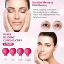 4 Size Facial Cupping Therapy Set Glass, Eye Face Vacuum Massage Anti Cellulite Cup - Silicone, for Beauty Body Cup Lymphatic Fascia Massager (Gift Box Packaging-red) by CozyNest Decor