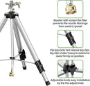 Brass Impact Sprinkler on Tripod Base, 50” Heavy Duty Metal Pulsating Telescoping Sprinkler, 360 Degree Irrigation for Large Area, Yard, Lawn, Waters up to 90ft, Covering up to 6360sqft by GreenHaven Gardens