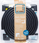 Roving Cove HeftyFit Edge Corner Protector Baby Proofing (Large 15ft Edge 4 Corners), Heavy-Duty, Soft NBR Rubber Foam, Furniture Fireplace Safety Bumper Guard, 3M Adhesive, Onyx Black by TinyTreasures Baby Boutique