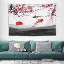 Houselerax Japanese Koi Fish Tapestries, Cherry Blossoms Asian Oriental Flower Branch Koi Fish Carp Tapestry Wall Hanging for Bedroom Living Room Office Decor 90"x60" by CozyNest Decor
