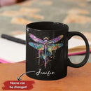 Colorful Dragonfly Ceramic Cup - Personalized Name Coffee Mug for Birthday, Gift for Son Daughter, Customized Black Animal Mug, Dragonfly Lover Cup 11oz 15oz by CozyNest Decor