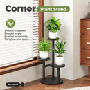 Bamworld 3 Tier Plant Stand Indoor Small Plant Shelf Outdoor Metal Tall Flower Holder Table Support Rack Garden Accessories for Plant Lovers(Black) by GreenHaven Gardens