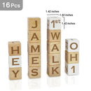 I'm Solid Wood Baby ABC Alphabet Milestone Age Blocks, Personalized Own Name, Gender Neutral, Newborn Gifts & Keepsakes for Picture Props (1.4" / 16 Pcs/Brown) by TinyTreasures Baby Boutique