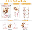 Personalized Baby Crib Bedding Set, 5 Pcs Custom Name Nursery Bedding Set, Pink Highland Cow Baby Bedding Set for Girl, Double Layer Baby Crib Sets, Customized Gifts for Toddlers Kids Infants by TinyTreasures Baby Boutique