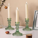 12Pcs Green Candlestick Holders Set- 4" H Taper Candle Holders Bulk, Glass Candle Holders for Wedding, Party, Romantic Dinner Table Centerpieces, Festival Gifts & Windowsill Decor by CozyNest Decor