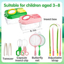 2Sets Bug Catcher for Kids - Sturdy Kids Bug Catching Kit Gifts with Collector Butterfly Net Tweezer, Bugs Habitat Outdoor Explorer Kit for Age 3 4 5 6 7 8, 8Pcs, Green & Pink by TinyTreasures Baby Boutique