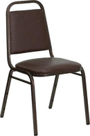 EMMA + OLIVER Trapezoidal Back Vinyl Stackable Banquet Chair, Multipurpose Stacking Chair with Padded Seat and Back, Brown/Copper by GreenHaven Gardens
