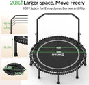 BCAN 40"/48" Mini Rebounder Trampoline for Adults with Bar, 450/550LBS Fitness Trampoline with Bungees, Adjustable Handle, Stable & Quiet, Indoor Outdoor, Whole-Body Workout & Relaxation at Home by TinyTreasures Baby Boutique