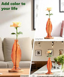 Nacome Fish Vase Glass Plant Terrarium with Wooden Stand,Planter Propagation Station for Home Office Hydroponics Desk Decoration,Unique Gardening Gifts for Plant Lovers Women Mom(Orange) by CozyNest Decor