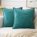 MIULEE Pack of 2 Couch Throw Pillow Covers 18x18 Inch Coastal Teal Farmhouse Decorative Pillow Covers with Stitched Edge Soft Chenille Solid Dyed Spring Pillow Covers for Sofa Bed Living Room by CozyNest Decor