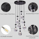 7 Light Raindrop Chandeliers, Bronze Teardrop Cluster Pendant Lights Kitchen Island, Black Dining Room Chandelier Over Table Hanging Pendant Lighting for High Ceiling, Entryway Staircase by CozyNest Decor