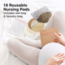 Organic Nursing Pads - 14 Washable Viscose Derived from Bamboo Breastfeeding Pads, Wash Bag, Reusable Breast Pads for Breastfeeding, Nipple Pads for Breastfeeding Essentials(Coffee, L 4.8") by TinyTreasures Baby Boutique
