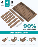 SERWALL Patio Coffee Table, HDPE Rectangle Outdoor Coffee Table, Brown by CozyNest Decor