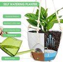 Hanging Planters for Indoor Outdoor Plants, 2 Pack Self Watering Hanging Pot with Drainage Holes, Removable Tray & 2 Kinds of Plant Hangers, 10'' Hanging Flower Pots for Home Garden Decor, White by CozyNest Decor