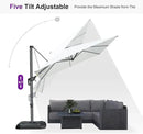 PURPLE LEAF 8 Feet Square Cantilever Umbrella Patio Umbrella with Base Outdoor Umbrella Aluminum Offset with 360-degree Rotation for Garden Deck Pool Patio White by GreenHaven Gardens